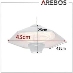 AREBOS Radiant Ceiling Heater 2000 W + Remote Control 3 Heat Settings Infrared Radiant Heater Patio Heater Patio Heater Black Hexagonal + LED Lamp -Heating Equipment 65262780 5