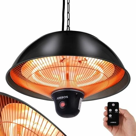 AREBOS Radiant Ceiling Heater 1.500 W Incl. Remote Control Black 3 Heat Settings Balcony Heater Tent Heater Electric Patio Heater 3 AREBOS Radiant Ceiling Heater 1.500 W Incl. Remote Control Black 3 Heat Settings Balcony Heater Tent Heater Electric Patio Heater