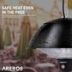 AREBOS Radiant Ceiling Heater 1.500 W Incl. Remote Control Black 3 Heat Settings Balcony Heater Tent Heater Electric Patio Heater 10 AREBOS Radiant Ceiling Heater 1.500 W Incl. Remote Control Black 3 Heat Settings Balcony Heater Tent Heater Electric Patio Heater -Heating Equipment 65262781 4