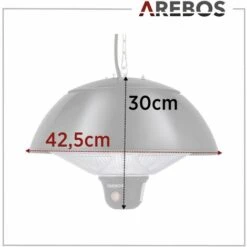 AREBOS Radiant Ceiling Heater 1.500 W Incl. Remote Control Black 3 Heat Settings Balcony Heater Tent Heater Electric Patio Heater 11 AREBOS Radiant Ceiling Heater 1.500 W Incl. Remote Control Black 3 Heat Settings Balcony Heater Tent Heater Electric Patio Heater -Heating Equipment 65262781 5