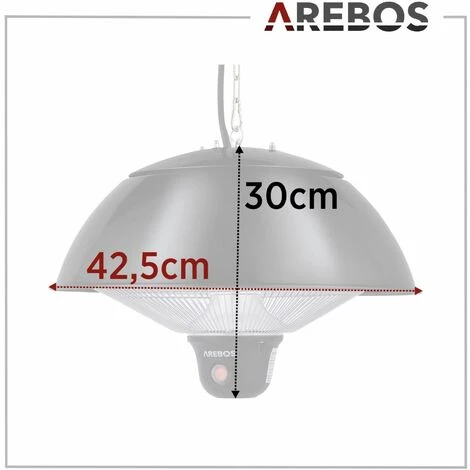AREBOS Radiant Ceiling Heater 1.500 W Incl. Remote Control Black 3 Heat Settings Balcony Heater Tent Heater Electric Patio Heater 7 AREBOS Radiant Ceiling Heater 1.500 W Incl. Remote Control Black 3 Heat Settings Balcony Heater Tent Heater Electric Patio Heater - Image 5