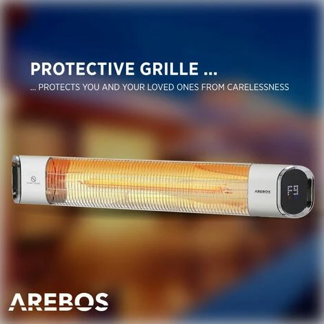 AREBOS Infrared Radiant Heater 2000 W With Remote Control 2 Heat Settings 60° Inclination Incl. Mounting Material Radiant Heater Patio Heater Patio Heater Ceiling Heater Silver 5 AREBOS Infrared Radiant Heater 2000 W With Remote Control 2 Heat Settings 60° Inclination Incl. Mounting Material Radiant Heater Patio Heater Patio Heater Ceiling Heater Silver - Image 3