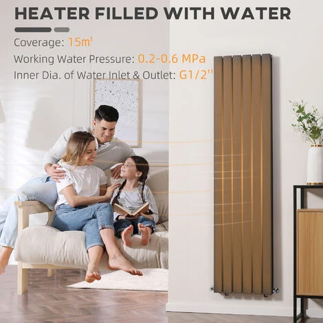 HOMCOM Wall-mounted Radiator Water-filled Heat Centralised Space Heater For Home Grey 6 HOMCOM Wall-mounted Radiator Water-filled Heat Centralised Space Heater For Home Grey - Image 4