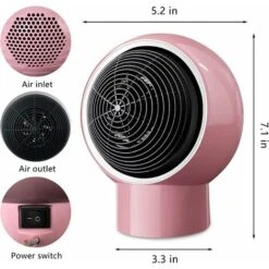 Desktop Heater Indoor Space Heater 500W Portable Energy-saving Silent Small Table Heater Suitable For Home And Office Indoor Use, With Safety Power Switch (pink) -Heating Equipment 68106878 3