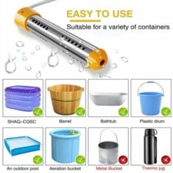Electric Water Heater 1500w Instant Immersion Water Heating With Stainless Steel Guard Boiler Anti-scald For Bathtub Bucket Inflatable Pool