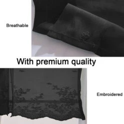 1 Pcs Floral Lace Valance Curtain Embroidery Semi Sheer Short Window Curtain For Kitchen Beautiful Dining Room Window Decor 13761cm Black -Heating Equipment 69212026 3
