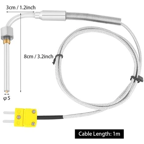EGT Type K Thermocouple For Exhaust Gas Temperature Sensor With Exposed Tip And Connector 1/8 NPT Threads Stainless Steel Probe 4 EGT Type K Thermocouple For Exhaust Gas Temperature Sensor With Exposed Tip And Connector 1/8 NPT Threads Stainless Steel Probe - Image 2