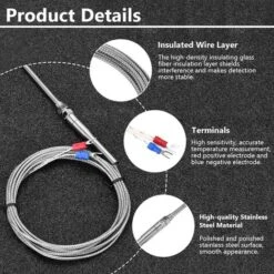 Thermocouple Sensor Probes, Temperature Controller K Type High Temperature Thermocouple Sensor(3m) -Heating Equipment 69370682 3