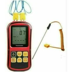 Digital Thermocouple Thermometer, Dual Channel Thermometer Tester With Thermocouple Probe