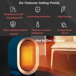 MUFF 1200w Fan Heater, Quiet Economy Space Heater, Mini Portable Fan Heater (Blue) -Heating Equipment 71407181 5