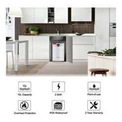 Plus Electric Water Heater Instant With Backlit LED Display, 5.5kW Tankless Hand Wash For Basins Sinks, Over/Under Sink Installation Thermomate ELEX5.5 -Heating Equipment 71426683 3