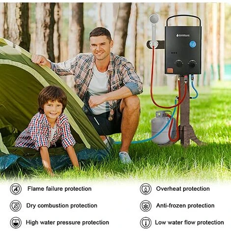 Portable Gas Water Heater With Folding Handle, Tankless LP Gas Boiler, Use For Outdoor Shower Camping RV Trip Horse Bathing Camplux AY132B 4 Portable Gas Water Heater With Folding Handle, Tankless LP Gas Boiler, Use For Outdoor Shower Camping RV Trip Horse Bathing Camplux AY132B - Image 3