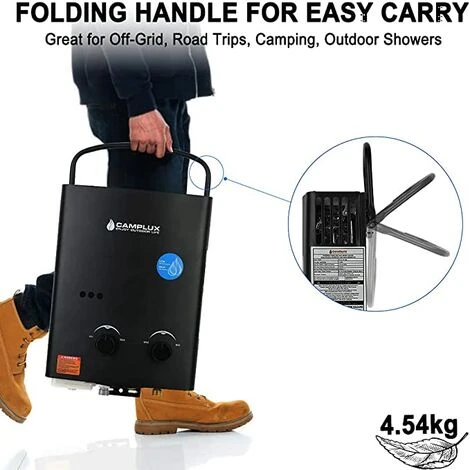 Portable Gas Water Heater With Folding Handle, Tankless LP Gas Boiler, Use For Outdoor Shower Camping RV Trip Horse Bathing Camplux AY132B 5 Portable Gas Water Heater With Folding Handle, Tankless LP Gas Boiler, Use For Outdoor Shower Camping RV Trip Horse Bathing Camplux AY132B - Image 4