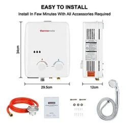 Gas Water Heater, 5L Portable Propane Water Heater, Tankess Instant Gas Boiler, Use For Outdoor Showers, Horses, Camping, RV [Energy Class A] Thermomate AZ132 -Heating Equipment 71426700 5