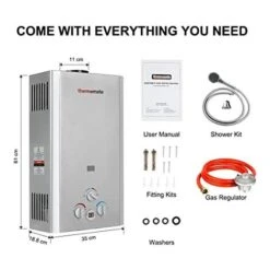 Gas Water Heater, 12L Instant Outdoor LPG Water Heater, Portable Tankless Propane Gas Boiler, Thermomate BE318S -Heating Equipment 71426705 5