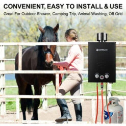 Instant Gas Water Heater With Rain Cap, CE Certified GAR Standard Tankless Propane Gas Boiler, Use For Outdoor Shower Camping RV Trip Horse Washing [Energy Class A+] Camplux BW158BC -Heating Equipment 71426707 3