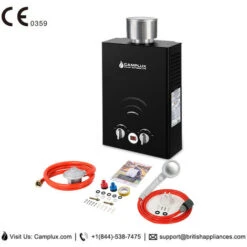 Instant Gas Water Heater With Rain Cap, CE Certified GAR Standard Tankless Propane Gas Boiler, Use For Outdoor Shower Camping RV Trip Horse Washing [Energy Class A+] Camplux BW158BC -Heating Equipment 71426707 5