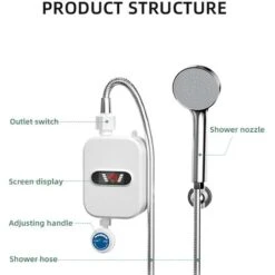 Electric Water Heater For Shower 3.5kw Led Digital Display Mini Instant 110v Hot Waterproof,EU 9 Electric Water Heater For Shower 3.5kw Led Digital Display Mini Instant 110v Hot Waterproof,EU -Heating Equipment 73207412 3