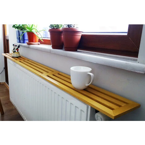 Decorotika Etarad Handmade Natural Solid Wood 170 Cm Radiator Cover Shelf, Radiator Over Shelf, Radiator Top Shelf - Light 3 Decorotika Etarad Handmade Natural Solid Wood 170 Cm Radiator Cover Shelf, Radiator Over Shelf, Radiator Top Shelf - Light