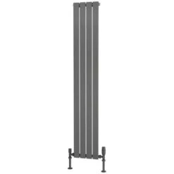 Traderad Flat Tube Steel Anthracite Vertical Designer Radiator 1600mm H X 280mm W Single Panel - Central Heating