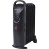 Schallen Black Portable Electric Slim Oil Filled Radiator Heater With Adjustable Temperature Thermostat, 3 Heat Settings & Safety Cut Off (800W 6 Fin)