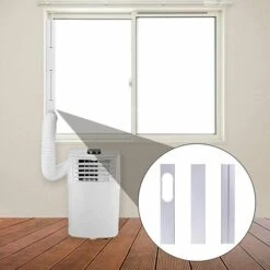Window Kit Plate -Betterlife Adjustable Window Seal Portable Air Conditioner Window Slide Kit Sealing Plate With Exhaust Pipe For Mobile Air Conditioning（2 Pcs，55cm10cm） -Heating Equipment 85880595 5