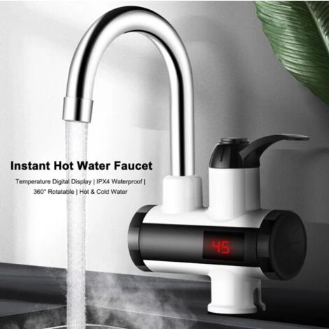3000W Instant Hot Water Faucet Electric Water Heater Tap With LED Digital Display Kitchen Bathroom Water Heating Faucet IPX4 Waterproof 360° Rotatable 220V 4 3000W Instant Hot Water Faucet Electric Water Heater Tap With LED Digital Display Kitchen Bathroom Water Heating Faucet IPX4 Waterproof 360° Rotatable 220V - Image 2