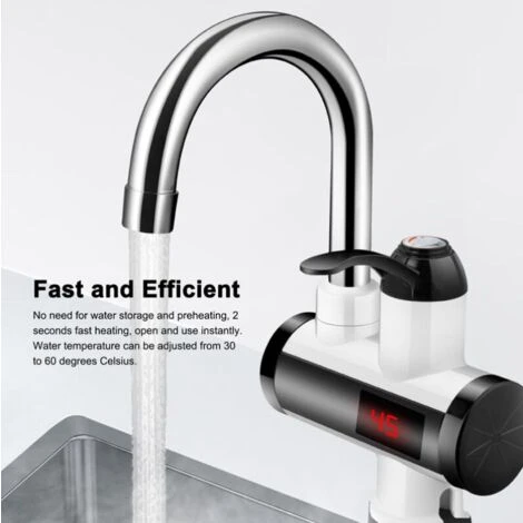 3000W Instant Hot Water Faucet Electric Water Heater Tap With LED Digital Display Kitchen Bathroom Water Heating Faucet IPX4 Waterproof 360° Rotatable 220V 6 3000W Instant Hot Water Faucet Electric Water Heater Tap With LED Digital Display Kitchen Bathroom Water Heating Faucet IPX4 Waterproof 360° Rotatable 220V - Image 4