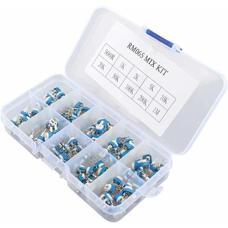 GDRHVFD 100Pcs 10 Value RM065 6MM Multiturn Trimmer Potentiometer Variable Resistor Kit Assortment With Plastci Box 6 GDRHVFD 100Pcs 10 Value RM065 6MM Multiturn Trimmer Potentiometer Variable Resistor Kit Assortment With Plastci Box - Image 4