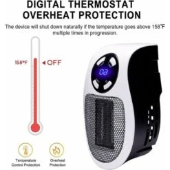 2 Pieces 500 Watt Ceramic Fan Heater Mini Fan Heater Economical Portable Space Heater Plug-In Heater With Thermostat And Timer, For Office, Bedroom, Living Room（white-with Remote Control） -Heating Equipment 88617988 3