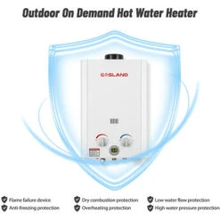 GASLAND Tankless Gas Water Heater, BE264 10L Outdoor Instant Propane Water Heater With Rain Cap, GAR Standard Boat Cabin Camping Hot Shower System, White -Heating Equipment 90748753 3