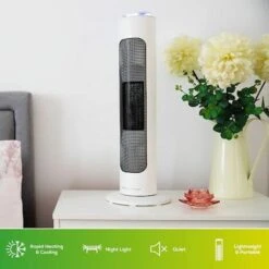 TCP Smart WiFi Ceramic Heater Cooling Portable Tower Fan 2000W White Thermostat -Heating Equipment 92354337 2