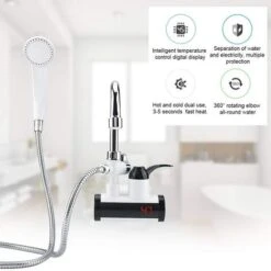 Boquite Valentine's Day Carnival Water Faucet, Water Tap, Instant Hot And Cold Water Dispenser Heater Heating Faucet Temperature Display + Shower Head (2 Side Water) -Heating Equipment 95534255 4