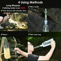 Personal Water Filter, Water Purifier For Outdoor Survival, Mini Portable Filtration System, Emergency Water Purifier For Camping Hiking And Traveling (Army Green) -Heating Equipment 95951537 5