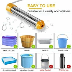 1500W Immersion Heater Portable Electric Water Heater With Stainless Steel Guard For Inflatable Tub Bucket Pool -Heating Equipment 96003909 4