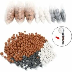 Lime Shower Head Filter, 9 Pack 3 Sizes Negative Ion Mineral Beads, For Hand Shower Ion Filter, Removes Chlorine, Bacteria