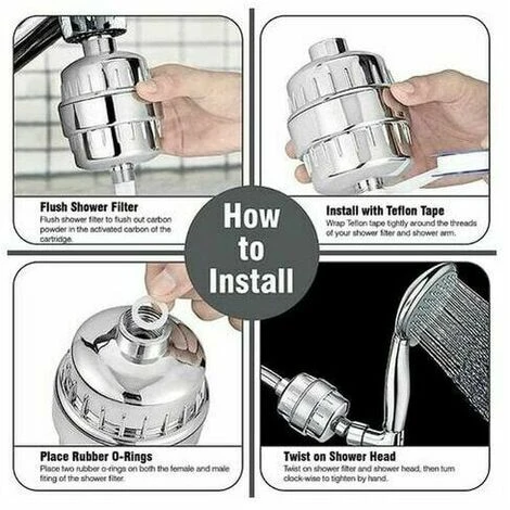 Shower Filter Purifies And Softens Water - Anti-Calc - 15-Stage Replaceable Filter Cartridge With Vitamin C - Perfect For Enhancing Cleansing Of The Body And Moisturizing Of The Skin And Hair 7 Shower Filter Purifies And Softens Water - Anti-Calc - 15-Stage Replaceable Filter Cartridge With Vitamin C - Perfect For Enhancing Cleansing Of The Body And Moisturizing Of The Skin And Hair - Image 5