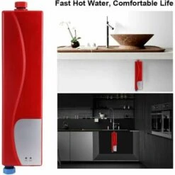Mini Electric Water Heater 3000W Portable Instant Water Heater Mini Water Heater For Kitchen Bathroom (Red) -Heating Equipment 96189979 4