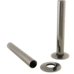 180mm Radiator Valve Pipes And Collars Easy Fit Packs Plumbing Tubes Black Nickel