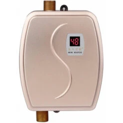 Electric Tankless Water Heater, 220V 3000W Mini Instant Water Heater With Built-in Temperature Sensor Touch Button For Bathroom Shower (EU)(Gold)