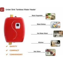 Electric Tankless Water Heater, 220V 3000W Mini Instant Water Heater With Built-in Temperature Sensor Touch Button For Bathroom Shower (EU)(Gold) -Heating Equipment 97703027 5