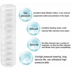 Set Of 3 Coiled Filter Cartridges For Water Filter - Filtration Of Sediment Up To 25 Microns - Universal Standard Size -Heating Equipment 97811985 4