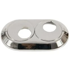 Twin Double 22mm PVC Chrome Radiator Pipe Cover Collar Rose Rotatable