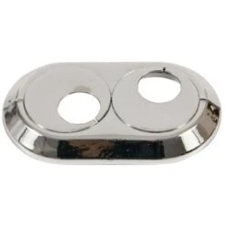 Twin Double 22mm PVC Chrome Radiator Pipe Cover Collar Rose Rotatable -Heating Equipment 1197688 3