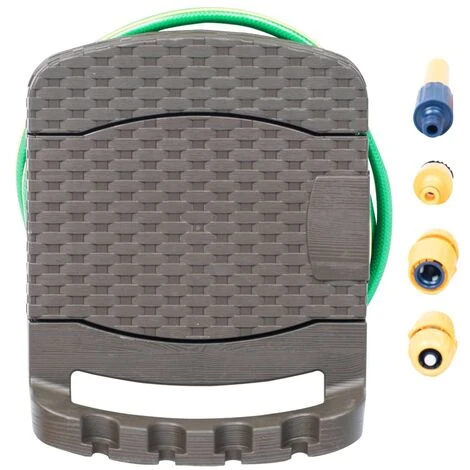 Wall Mounted Hose Reel With Hose Plastic Brown VidaXL 3 Wall Mounted Hose Reel With Hose Plastic Brown VidaXL