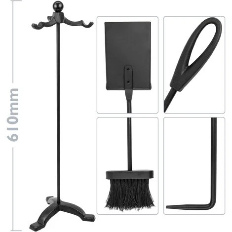 PrimeMatik - Fireplace Companion Tool Set Of 3 Accessories For Fireside Made Of Cast Iron 4 PrimeMatik - Fireplace Companion Tool Set Of 3 Accessories For Fireside Made Of Cast Iron - Image 2