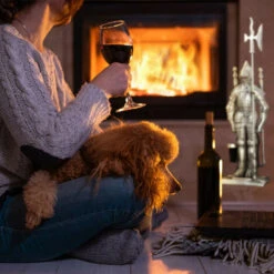 Relaxdays Modern Cast Iron Fire Irons. 4-Piece Fireplace Companion Set With Shovel, Broom, Poker And Rack, Silver -Heating Equipment 16118684 3