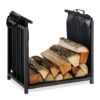 Relaxdays Firewood Rack With Carrier Tote, Indoor Use, Modern Design, Steel Storage Stand, HWD: 50x51x37cm, Black -Heating Equipment 16594165 1