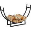 Relaxdays Firewood Rack, Half-Round, Indoors, Powder-Coated Steel, Log Cradle, HxWxD 55x92x21 Cm, Black -Heating Equipment 17781770 1
