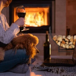 Relaxdays Firewood Rack, Half-Round, Indoors, Powder-Coated Steel, Log Cradle, HxWxD 55x92x21 Cm, Black -Heating Equipment 17781770 3